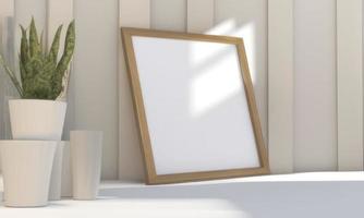 empty square frame on the table photo