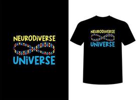 neurodiverso universo listo para imprimir camiseta diseño vector