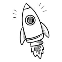 Doodle sketch style of Rocket cartoon hand drawn illustration for concept design. vector