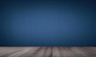 blue empty room with wooden floor photo