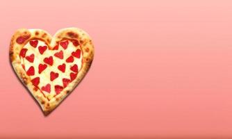 heart shape pizza on plain background photo