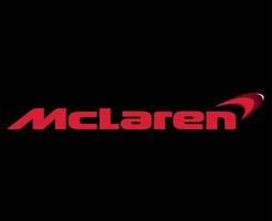 McLaren Brand Logo Car Symbol Name Red Design British Automobile Vector Illustration With Black Background