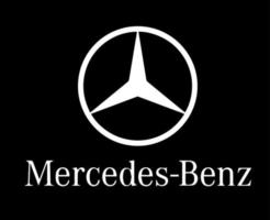 mercedes benz marca logo símbolo con nombre blanco diseño alemán coche automóvil vector ilustración con negro antecedentes