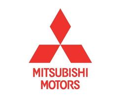 Mitsubishi Brand Logo Car Symbol With Name Red Design Japan Automobile Vector Illustration