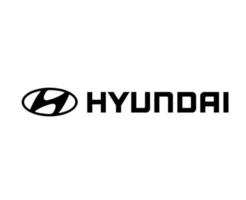 Hyundai marca logo coche símbolo con nombre negro diseño sur coreano automóvil vector ilustración