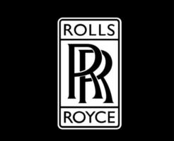 rollos Royce marca logo símbolo con nombre blanco diseño británico coche automóvil vector ilustración con negro antecedentes