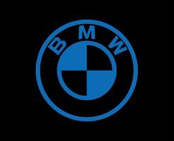 BMW Brand Logo Symbol Blue Design Germany Car Automobile Vector Illustration With Black Background
