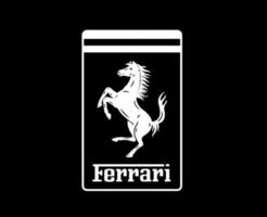 Ferrari Brand Logo Symbol White Design Italian Car Automobile Vector Illustration With Black Background