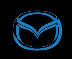 Mazda Logo Brand Car Symbol Blue Design Japan Automobile Vector Illustration With Black Background