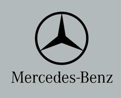 Mercedes Benz Brand Logo Symbol With Name Design german Car Automobile Vector Illustration With Gray Background