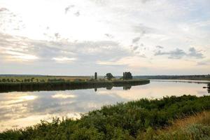 landscape with small river on steppe photo