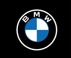 BMW Brand Logo Car Symbol Blue And White Design Germany Automobile Vector Illustration With Black Background