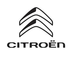 Citroen Symbol Brand Logo Black With Name Design French Car Automobile Vector Illustration