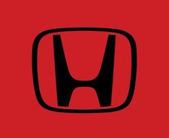 Honda Logo Brand Symbol Black Design Japan Car Automobile Vector Illustration With Red Background