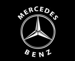 mercedes benz logo marca símbolo con nombre blanco diseño alemán coche automóvil vector ilustración con negro antecedentes