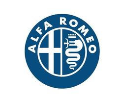 Alfa Romeo Brand Logo Symbol Blue Design Italian cars Automobile Vector Illustration
