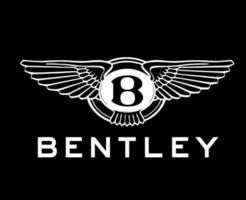 Bentley Brand Logo Symbol With Name White Design British cars Automobile Vector Illustration With Black Background