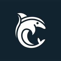 circulo delfín único creativo logo diseño vector
