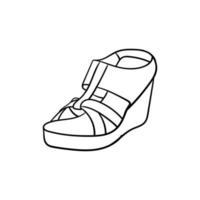 Shoes women elegant line art style design vector