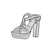 High heels fashion woman line art creative design vector