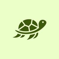 Green turtle swimming simple logo design vector