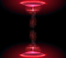 Circle portals, teleport, hologram gadget. Blank display, stage or magic portal, podium for show product in futuristic cyberpunk style vector