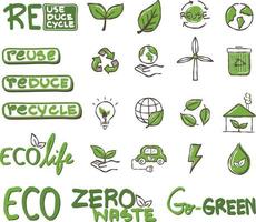 environment icon hand drawn vector set