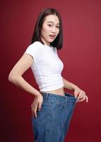 Young Asian woman weight loss background photo
