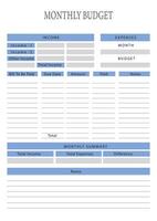 Printable Budget Planner vector