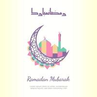 Pastel color Ramadan Mubarak social media greeting vector