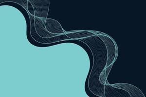 Abstract tirquiose waves wit contour dynamic dotted lines on black background design vector