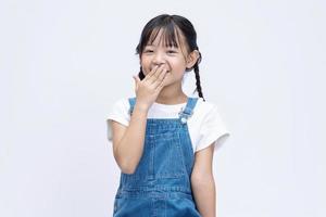 Portrait of Asian child on background photo