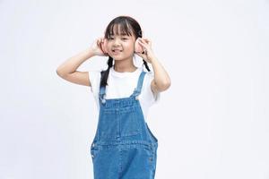 Portrait of Asian child on background photo