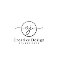 Initial AJ handwriting logo with circle hand drawn template vector