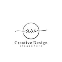 Initial AW handwriting logo with circle hand drawn template vector