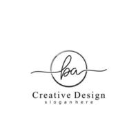 Initial BA handwriting logo with circle hand drawn template vector