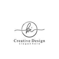 Initial BI handwriting logo with circle hand drawn template vector