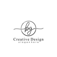 Initial BG handwriting logo with circle hand drawn template vector