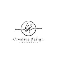 Initial BF handwriting logo with circle hand drawn template vector