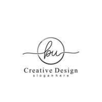 Initial BU handwriting logo with circle hand drawn template vector