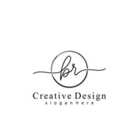 Initial BR handwriting logo with circle hand drawn template vector