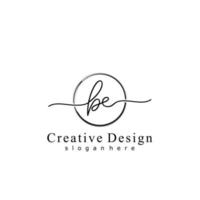 Initial BE handwriting logo with circle hand drawn template vector