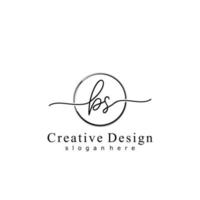 Initial BS handwriting logo with circle hand drawn template vector