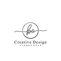 Initial BO handwriting logo with circle hand drawn template vector