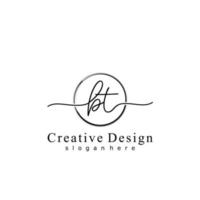 Initial BT handwriting logo with circle hand drawn template vector