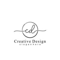 Initial CD handwriting logo with circle hand drawn template vector