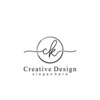 Initial CK handwriting logo with circle hand drawn template vector