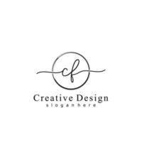 Initial CF handwriting logo with circle hand drawn template vector