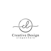 Initial CL handwriting logo with circle hand drawn template vector