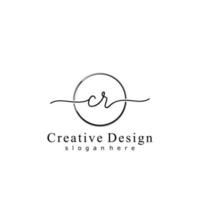 Initial CR handwriting logo with circle hand drawn template vector